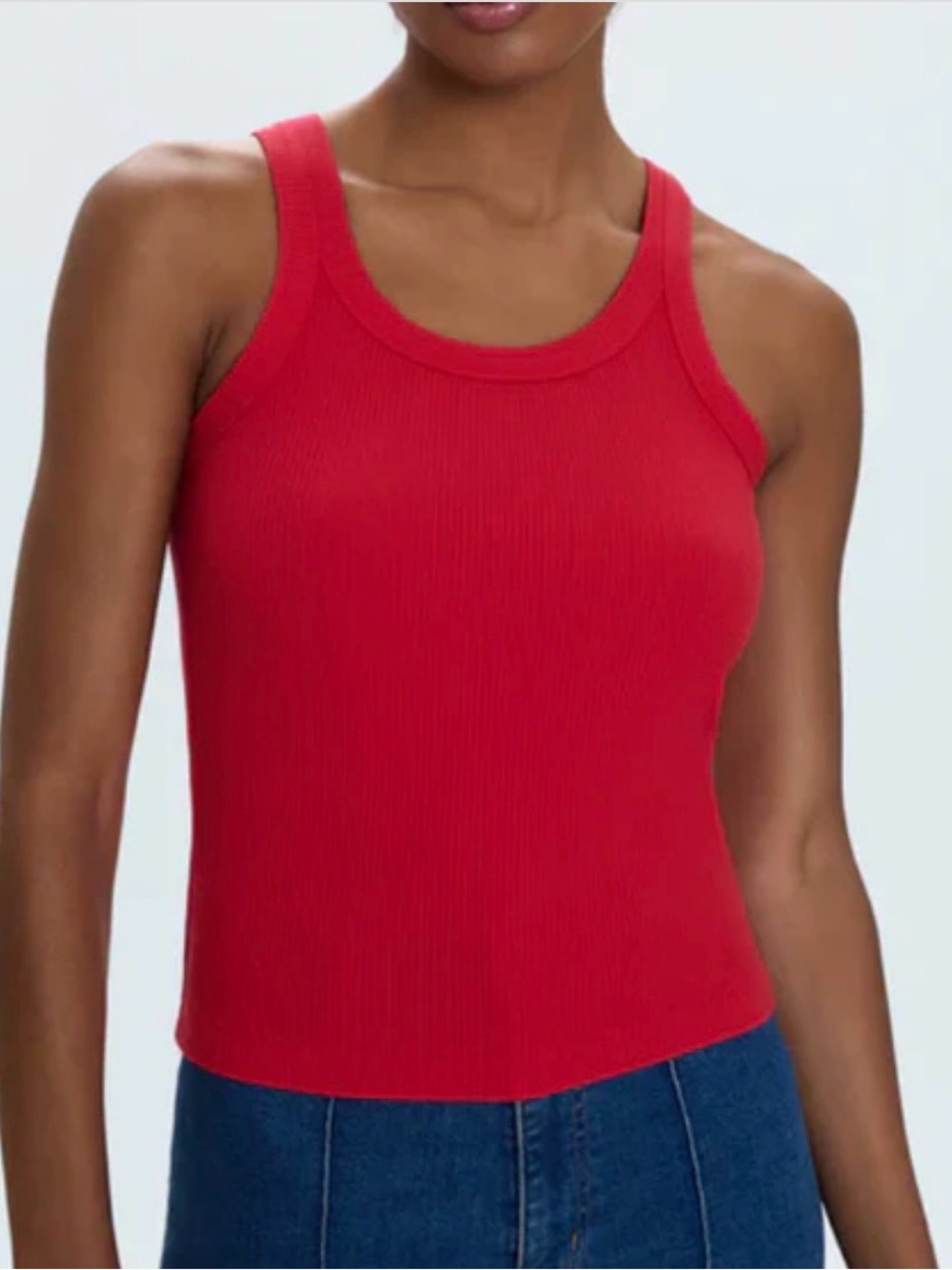 pistola Red Ribbed Tank Crop Top